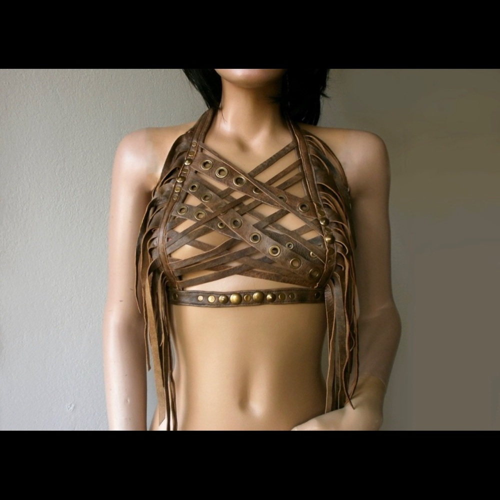 🔥Custom Mad Max Brown Leather Halter🔥